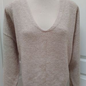 Beige Oversized Cropped Sweater